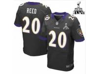 Baltimore Ravens #20 Alternate Black With Super Bowl Patch Ed Reed Men's Elite Jersey