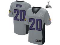 Baltimore Ravens #20 Grey Shadow With Super Bowl Patch Ed Reed Men's Elite Jersey