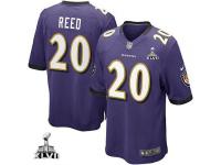 Baltimore Ravens #20 Purple With Super Bowl Patch Ed Reed Men's Limited Jersey