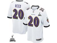 Baltimore Ravens #20 White With Super Bowl Patch Ed Reed Men's Limited Jersey