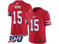 Bills Nike #15 John Brown Red Men's Stitched Football 100th Season Vapor Limited Jersey