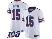 Bills Nike #15 John Brown White Men's Stitched Football 100th Season Vapor Limited Jersey