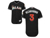 Black Adeiny Hechavarria Men #3 Majestic MLB Miami Marlins Flexbase Collection Jersey