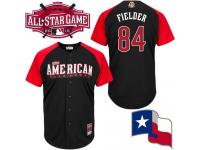Black Prince Fielder Men #84 Majestic MLB Texas Rangers 2015 All-Star American League BP Jersey