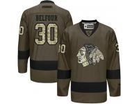 Blackhawks #30 ED Belfour Green Salute to Service Stitched NHL Jersey