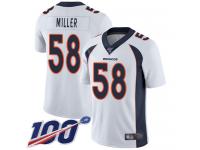 Broncos #58 Von Miller White Men's Stitched Football 100th Season Vapor Limited Jersey