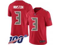 Buccaneers #3 Jameis Winston Red Men's Stitched Football Limited Rush 100th Season Jersey
