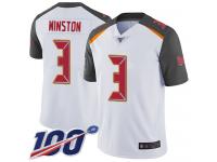 Buccaneers #3 Jameis Winston White Men's Stitched Football 100th Season Vapor Limited Jersey