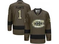 Canadiens #1 Jacques Plante Green Salute to Service Stitched NHL Jersey