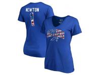 Carolina Panthers Cam Newton NFL Pro Line by Fanatics Branded Women's Banner Wave Name & Number T-Shirt - Royal