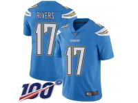 Chargers #17 Philip Rivers Electric Blue Alternate Men's Stitched Football 100th Season Vapor Limited Jersey