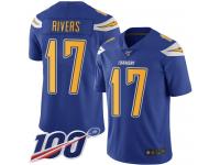 Chargers #17 Philip Rivers Electric Blue Men's Stitched Football Limited Rush 100th Season Jersey