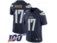 Chargers #17 Philip Rivers Navy Blue Team Color Men's Stitched Football 100th Season Vapor Limited Jersey