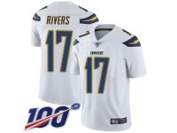 Chargers #17 Philip Rivers White Men's Stitched Football 100th Season Vapor Limited Jersey