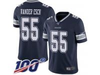 Cowboys #55 Leighton Vander Esch Navy Blue Team Color Men's Stitched Football 100th Season Vapor Limited Jersey