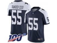 Cowboys #55 Leighton Vander Esch Navy Blue Thanksgiving Men's Stitched Football 100th Season Vapor Throwback Limited Jersey