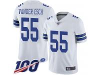 Cowboys #55 Leighton Vander Esch White Men's Stitched Football 100th Season Vapor Limited Jersey