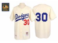 Cream 1962 Throwback Maury Wills Men #30 Mitchell And Ness MLB Los Angeles Dodgers Jersey