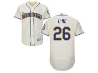 Cream Adam Lind Men #26 Majestic MLB Seattle Mariners Flexbase Collection Jersey