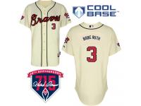 Cream Babe Ruth Men #3 Majestic MLB Atlanta Braves Cool Base Alternate Jersey