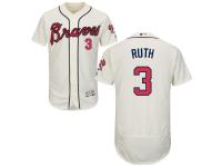 Cream Babe Ruth Men #3 Majestic MLB Atlanta Braves Flexbase Collection Jersey