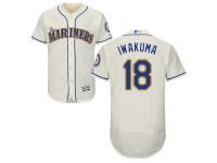 Cream Hisashi Iwakuma Men #18 Majestic MLB Seattle Mariners Flexbase Collection Jersey