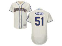 Cream Ichiro Suzuki Men #51 Majestic MLB Seattle Mariners Flexbase Collection Jersey