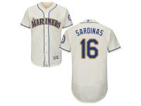 Cream Luis Sardinas Men #16 Majestic MLB Seattle Mariners Flexbase Collection Jersey