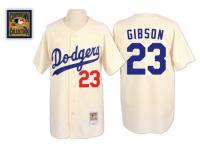 Cream Throwback Kirk Gibson Men #23 Mitchell And Ness MLB Los Angeles Dodgers Jersey