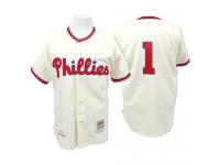 Cream Throwback Richie Ashburn Men #1 Mitchell And Ness MLB Philadelphia Phillies Jersey