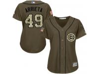 Cubs #49 Jake Arrieta Green Salute to Service Women Stitched Baseball Jersey