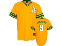 Gold Throwback Reggie Jackson Men #9 Mitchell And Ness MLB Oakland Athletics Jersey