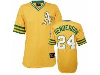 Gold Throwback Rickey Henderson Men #24 Mitchell And Ness MLB Oakland Athletics Jersey