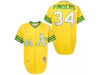 Gold Throwback Rollie Fingers Men #34 Mitchell And Ness MLB Oakland Athletics Jersey