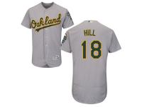 Gray Rich Hill Men #18 Majestic MLB Oakland Athletics Flexbase Collection Jersey