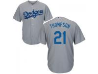 Gray Trayce Thompson Authentic Player Men #21 Majestic MLB Los Angeles Dodgers 2016 New Cool Base Jersey