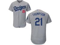 Gray Trayce Thompson Men #21 Majestic MLB Los Angeles Dodgers Flexbase Collection Jersey
