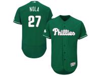 Green Celtic Aaron Nola Men #27 Majestic MLB Philadelphia Phillies Flexbase Collection Jersey
