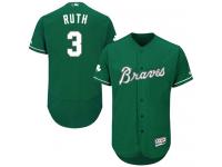 Green Celtic Babe Ruth Men #3 Majestic MLB Atlanta Braves Flexbase Collection Jersey