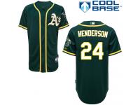 Green Rickey Henderson Men #24 Majestic MLB Oakland Athletics Cool Base Alternate Jersey