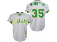 Grey 1981 Throwback Rickey Henderson Men #35 Mitchell And Ness MLB Oakland Athletics Jersey