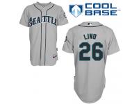 Grey Adam Lind Men #26 Majestic MLB Seattle Mariners Cool Base Road Jersey