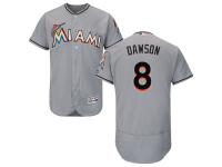 Grey Andre Dawson Men #8 Majestic MLB Miami Marlins Flexbase Collection Jersey