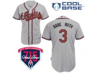 Grey Babe Ruth Men #3 Majestic MLB Atlanta Braves Cool Base Road Jersey