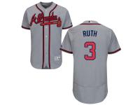 Grey Babe Ruth Men #3 Majestic MLB Atlanta Braves Flexbase Collection Jersey