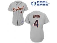 Grey Cameron Maybin Men #4 Majestic MLB Detroit Tigers Cool Base Road Jersey