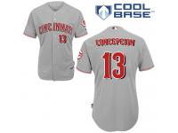 Grey Dave Concepcion Men #13 Majestic MLB Cincinnati Reds Cool Base Road Jersey