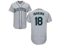 Grey Hisashi Iwakuma Men #18 Majestic MLB Seattle Mariners Flexbase Collection Jersey