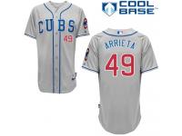 Grey Jake Arrieta Men #49 Majestic MLB Chicago Cubs Cool Base Alternate Road Jersey