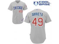 Grey Jake Arrieta Men #49 Majestic MLB Chicago Cubs Cool Base Road Jersey